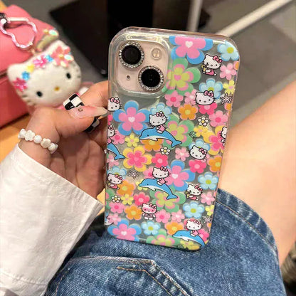 Hello Kitty Flower Dolphin Phone Case For iPhone