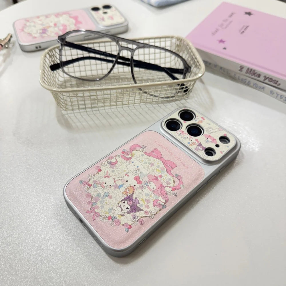 Fine Hole Skin Sticking Sanrio Family Phone Case For iPhone