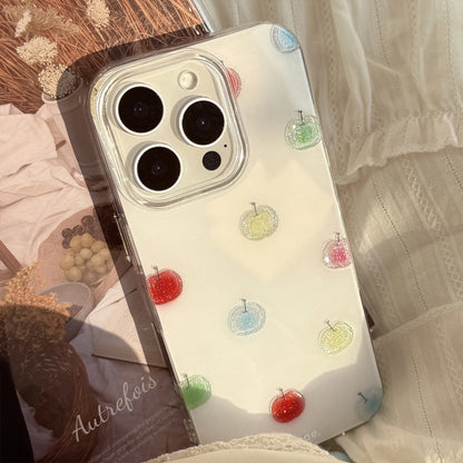 Korean Colorful Apple Glitter Phone Case Pendant For iPhone