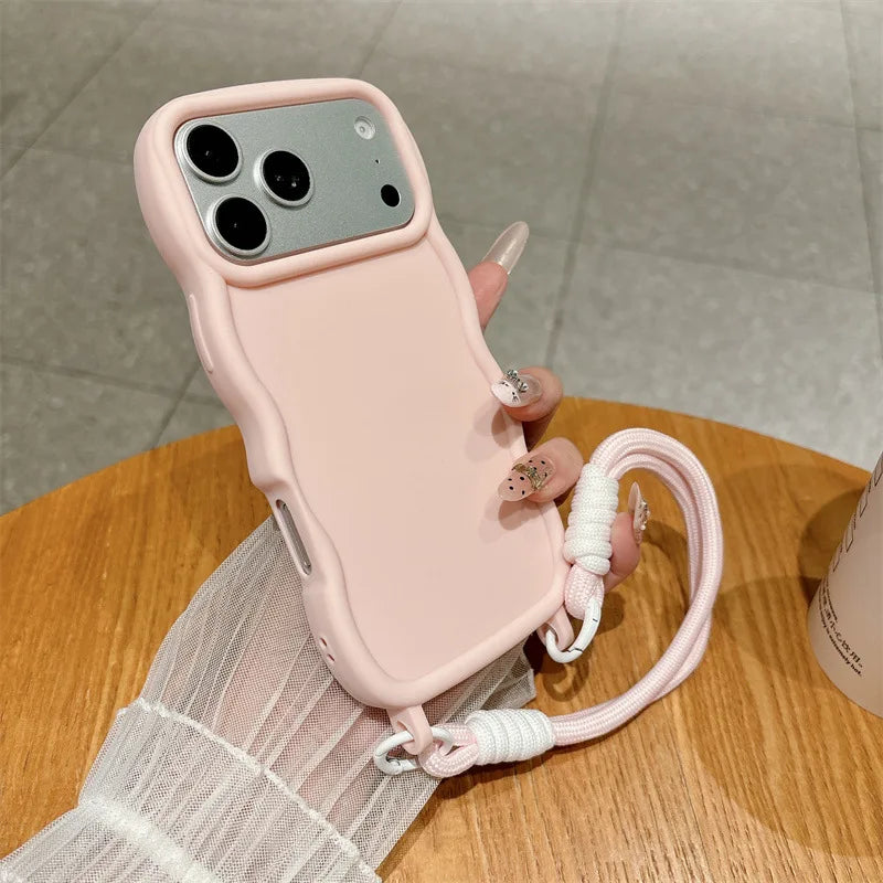 Luxury Solid Colors Wavy Edge Frosted Phone Case For iPhone
