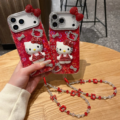 3D Stereoscopic Cute Cartoon Sanrio Hello Kitty Bling Glitter Phone Case For iPhone