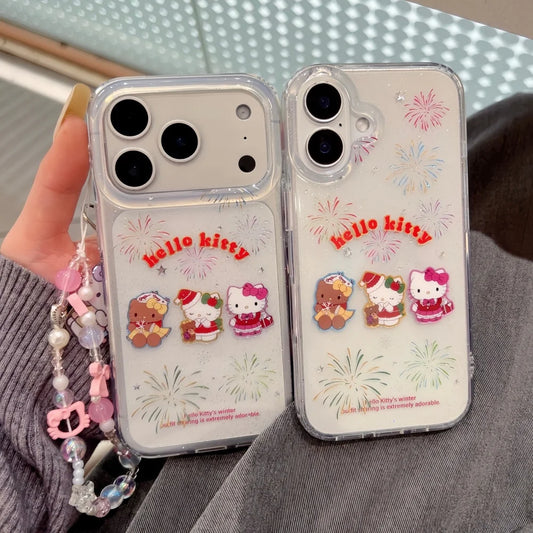 Beautiful Gilded Glitter Pink Hat Kitty Is Suitable For Apple Phone Case
