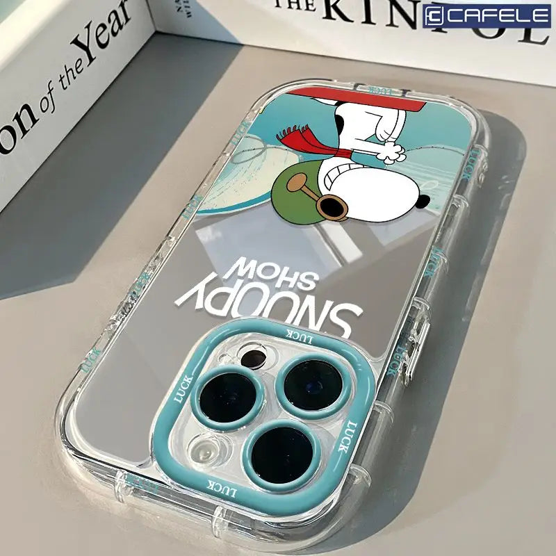 Anime Cute Snoopy Cartoon Mirror Phone Case For iPhone