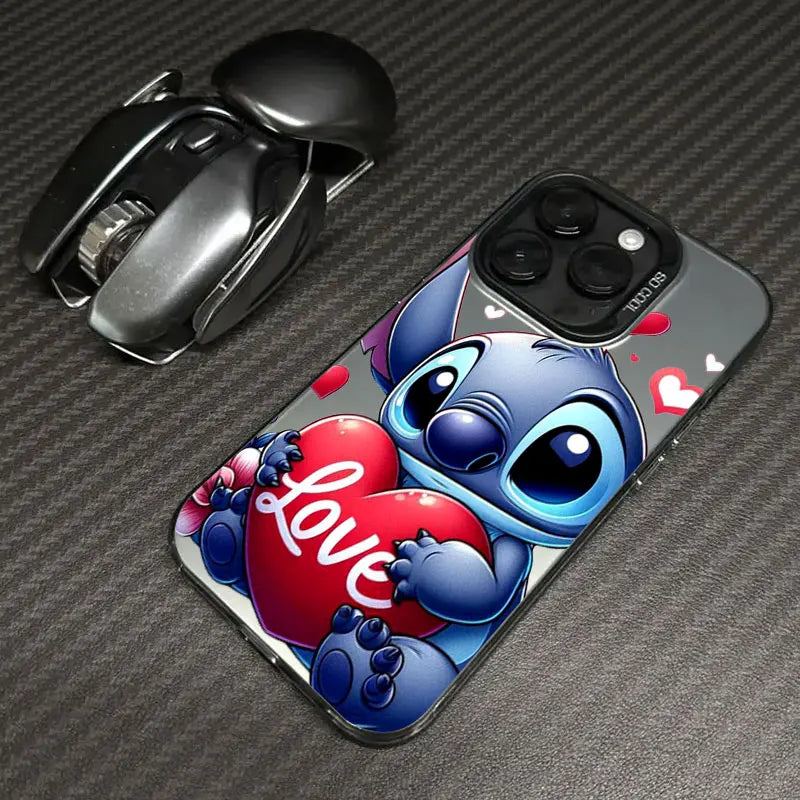 Disney Cute Stitch Flower Love Phone Case For iPhone