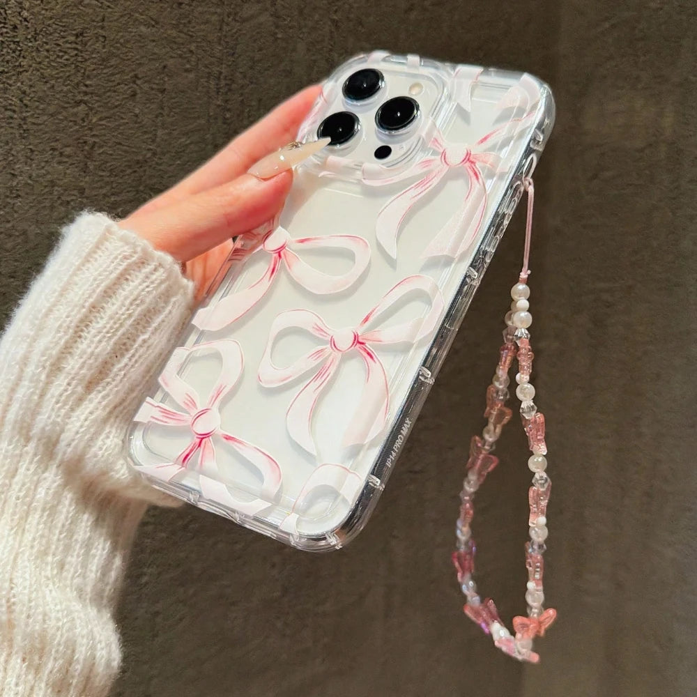 Pink Pastel Bowknot Pattern Phone Case For iPhone
