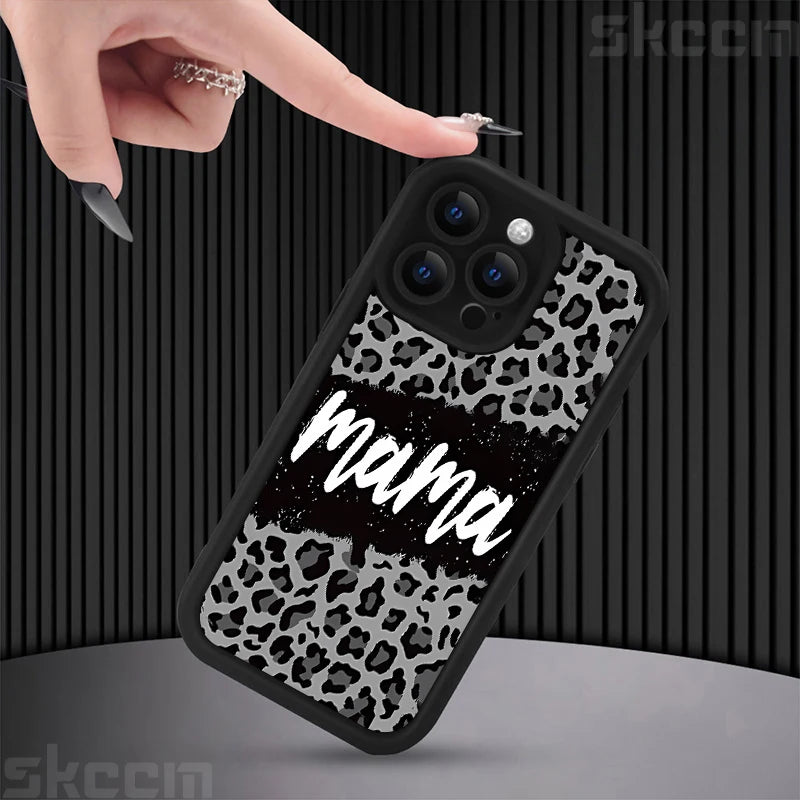 Leopard Print Mom Letter Patter Phone Case For iPhone