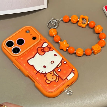 Leather Striped Orange Teddy Bear Kitty Is Suitable For Apple Phone Case