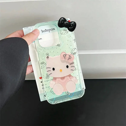 Hello Kitty Bow Mirror Wave Point Phone Case For iPhone