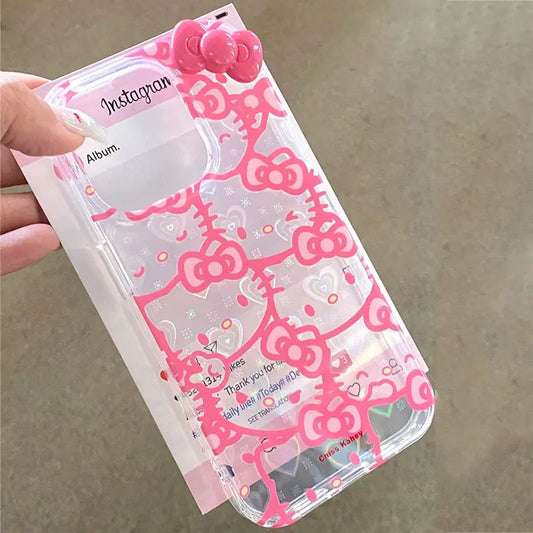 Hello Kitty Pink Full Screen Bow Phone Case For iPhone