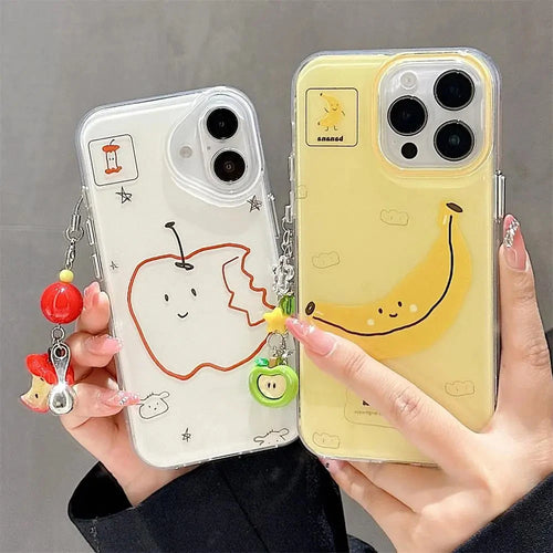 Funny Bite Apple Banana Phone Case For iPhone