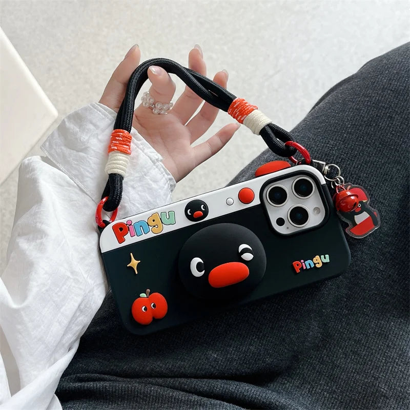 Kawaii Penguin Stand Holder Phone Case
