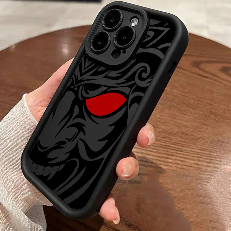 Japanese Art Samurai Ghost Head Silicone Case For iPhone