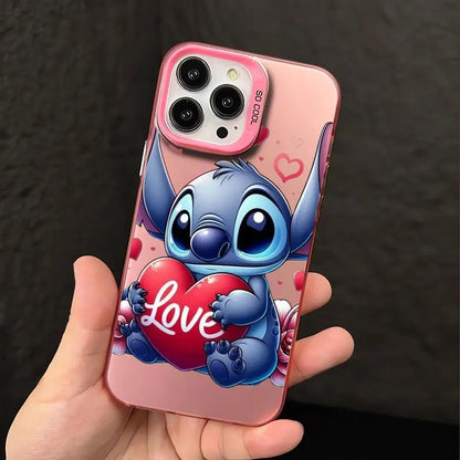 Cartoon Disney Cute Stitch Case Matte Lens Protect Plating Phone Cover For iPhone