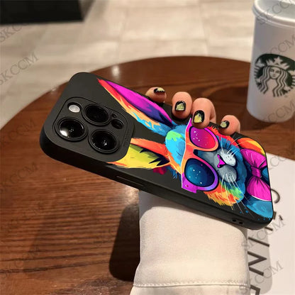 Cute Colorful Rabbit Silicone Phone Case For iPhone
