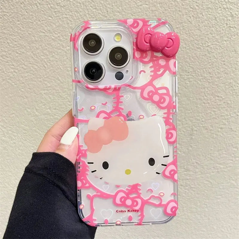 Sanrio Hello Kitty Bow Full Screen Phone Case For iPhone