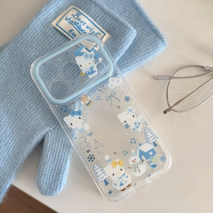 Winter Cute Cartoon snow house Hello Kitty Phone Case For  iPhone