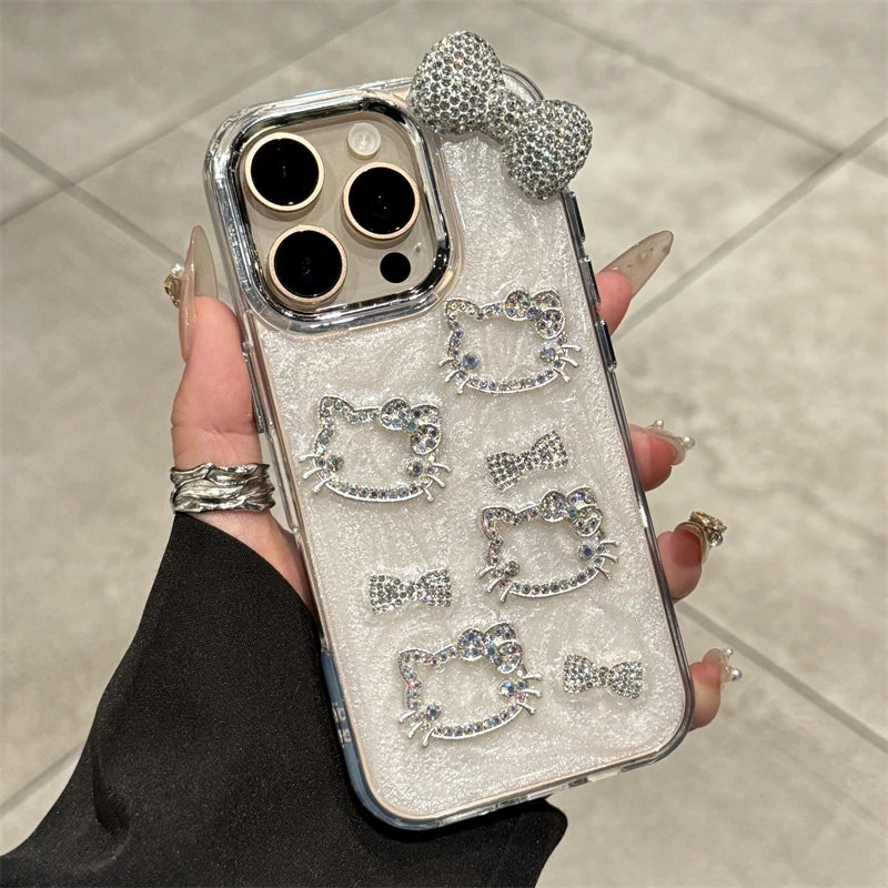 Sanrio Hello Kitty Anime Diamond Three-Dimensional Phone Case For iPhone