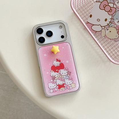 Cute Electroplated Silver Drip Glue Pink Christmas Kitty Phone Case