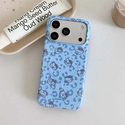 Cute Sanrio Hello Kitty Magnetic Makeup Mirror Holder Magsafe Wireless Charge Phone Case For iPhone