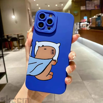 Cute Cartoon Capybara Couple Phone Case For iPhone
