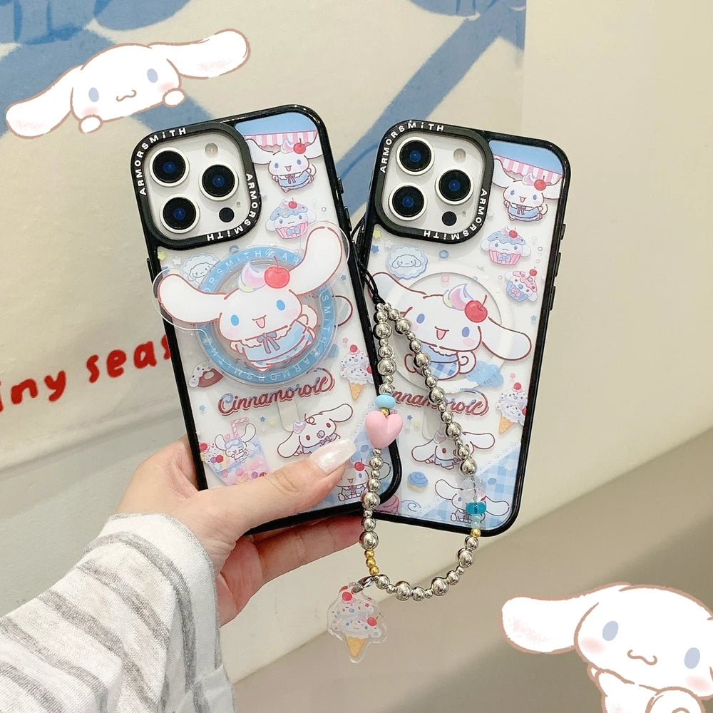 Magnetic Holder Magsafe Wireless Cute Cartoon Sanrio Cinnamoroll Charge Phone Case For iPhone