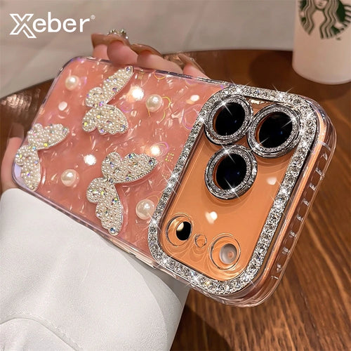 Luxury Diamond Butterfly Clear Phone Case For iPhone
