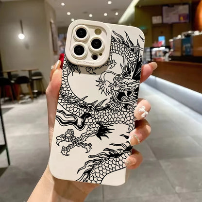 Black Chinese Dragon Silicone Phone Case For iPhone