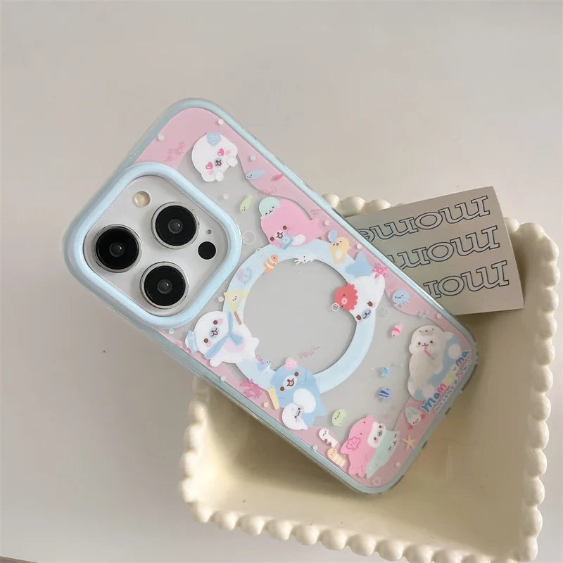 Cute Dolphin Shaking Bracket Magnetic Phone Case