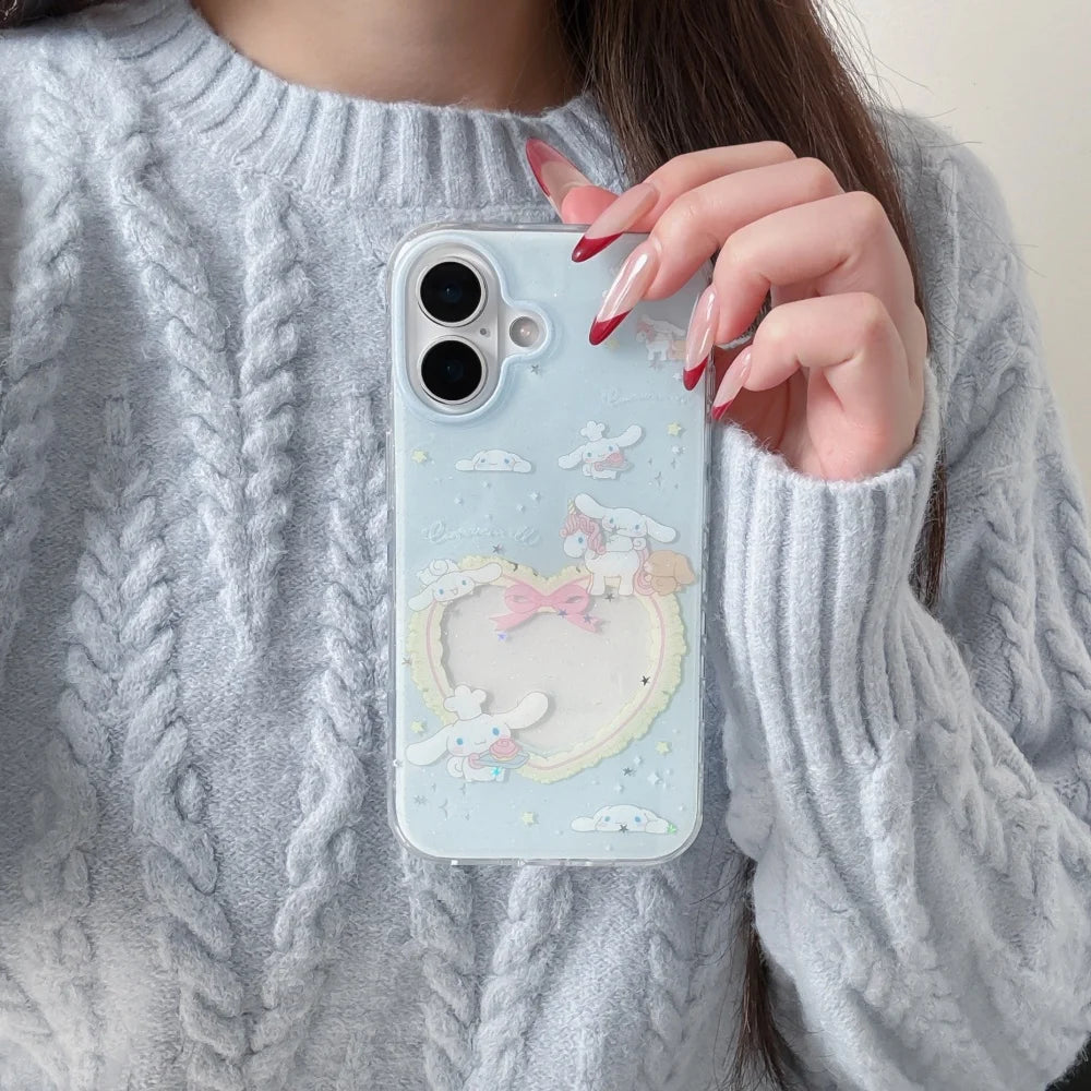 Blue Hollowed Out Love Horse Riding Jade Guigou For iPhone