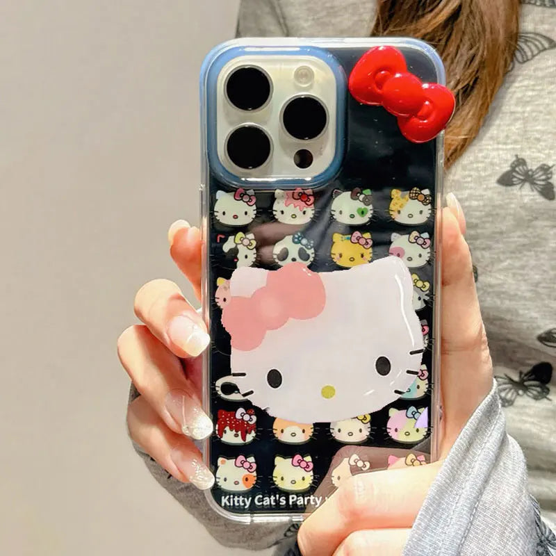 Hello Kitty Bow Makeup Black Phone Case For iPhone