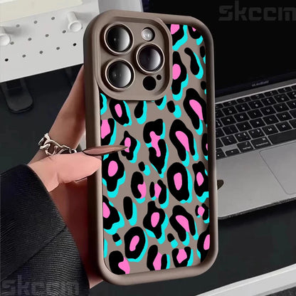 Colorful Leopard Pattern Silicone Soft Phone Case For iPhone