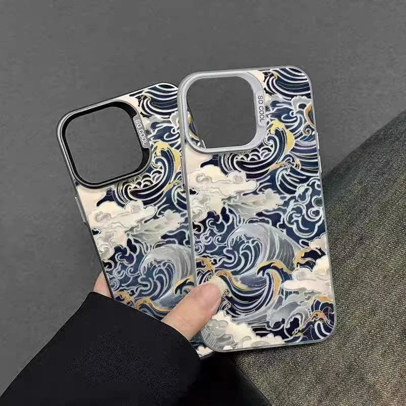 Waves Electroplate Silver Phone Case