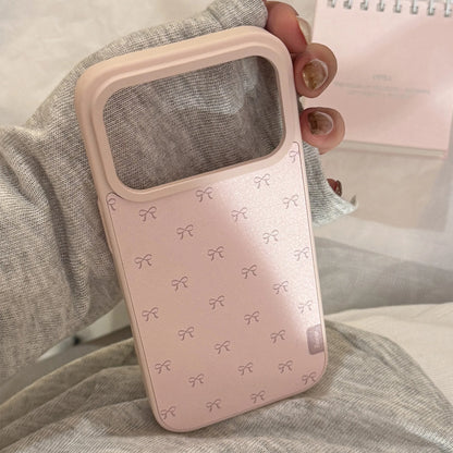 Korean Full Screen Pink Bowknot Leather Texture Phone Case For iPhone