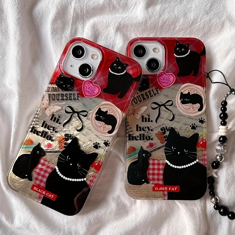 Black Cat Pattern Phone Case For iPhone