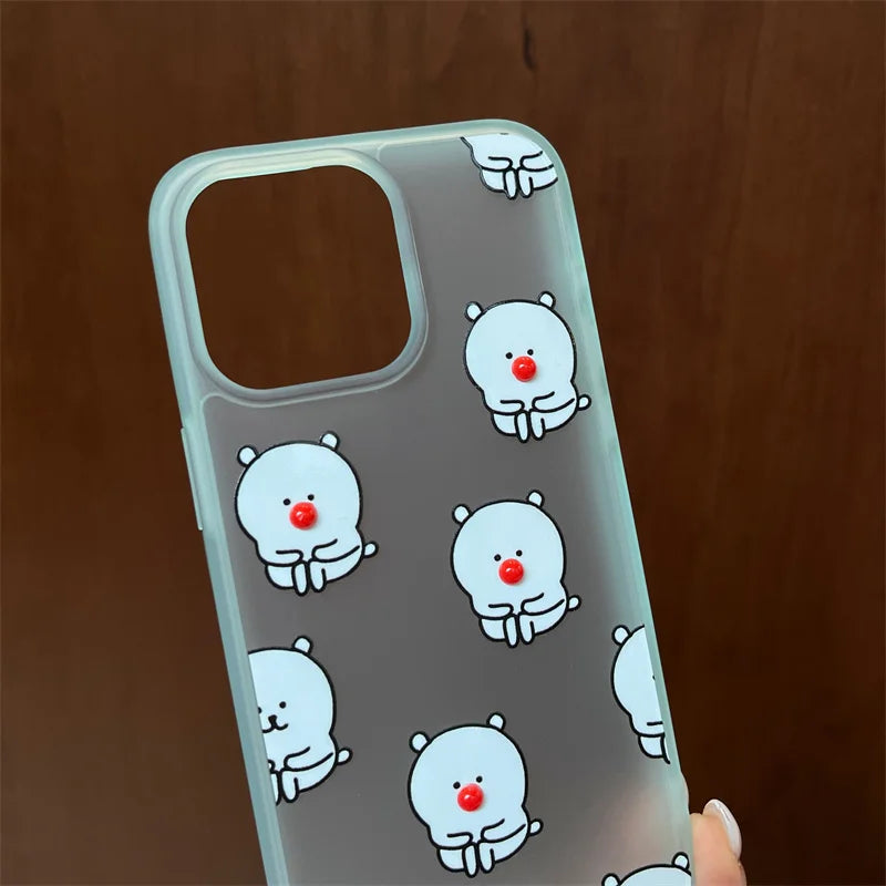 Funny Cute Cartoon Red Nose Bear Phone Case
