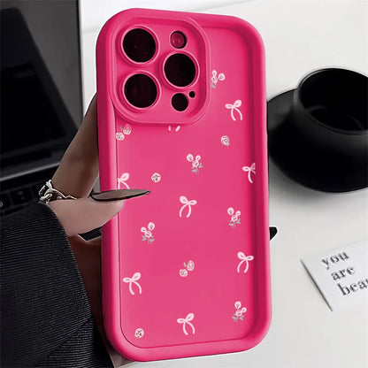 Korean Cute Pink Bowknot Silicone Phone Case For iPhone