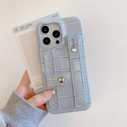 Slot Card Bag Wrist Strap Holder Leather Wallet Phone Case For iPhone
