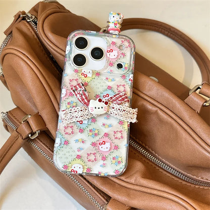 Korean Cute Flower Hellokitty Phone Case For iPhone