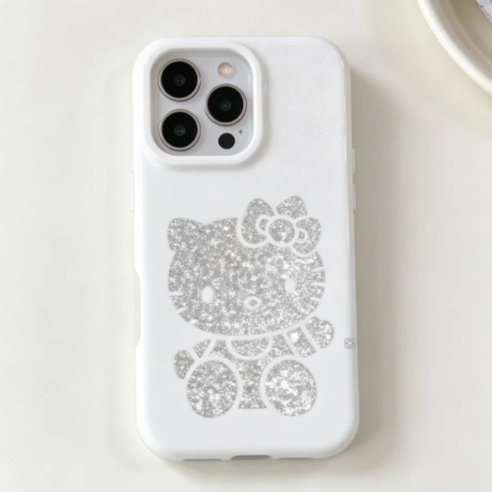 Luxury Cute Musical Note Sanrio Hello Kitty Sparkling Phone Case For iPhone