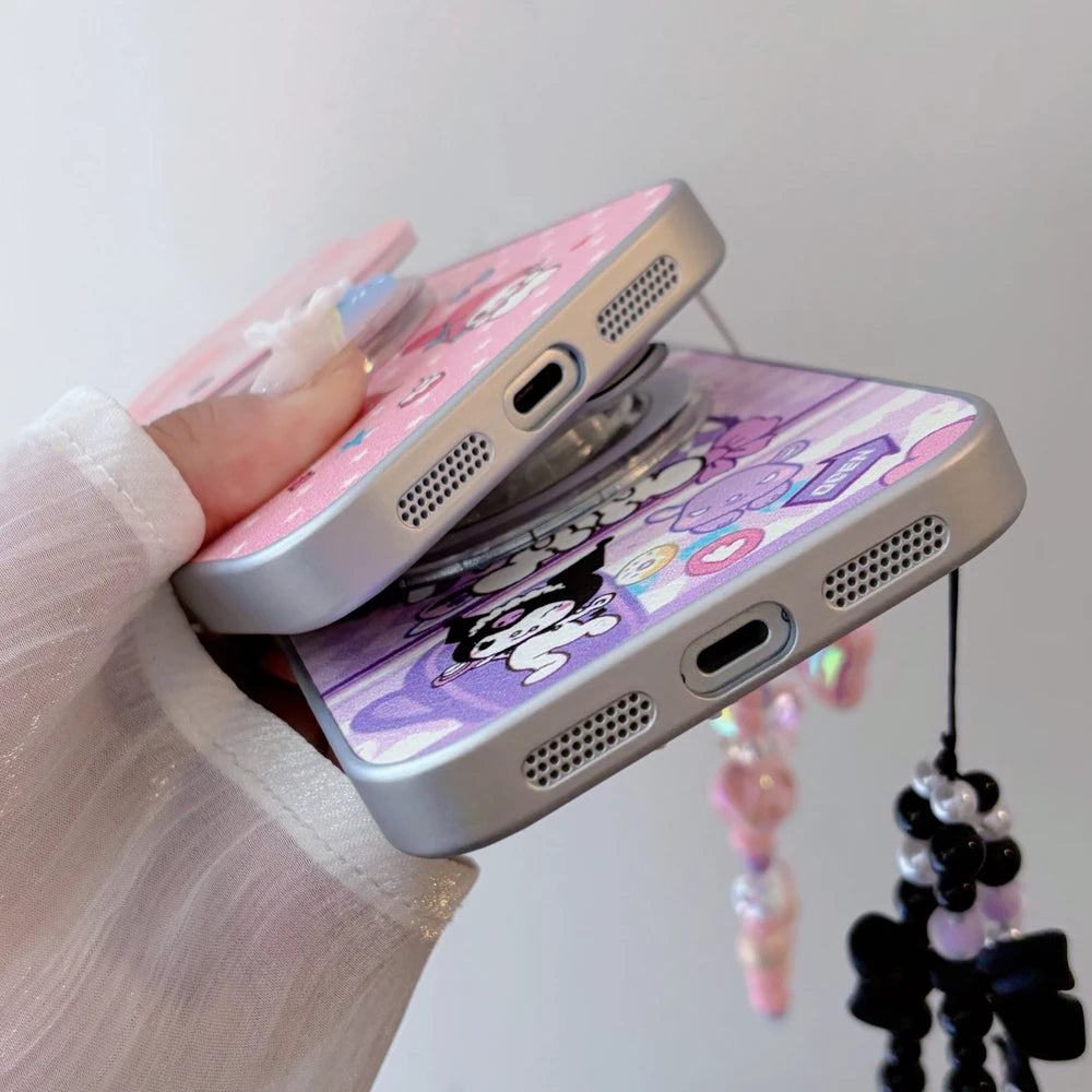 Magnetic Holder Magsafe Wireless Charge Cute Sanrio Melody Kuromi Phone Case For iPhone