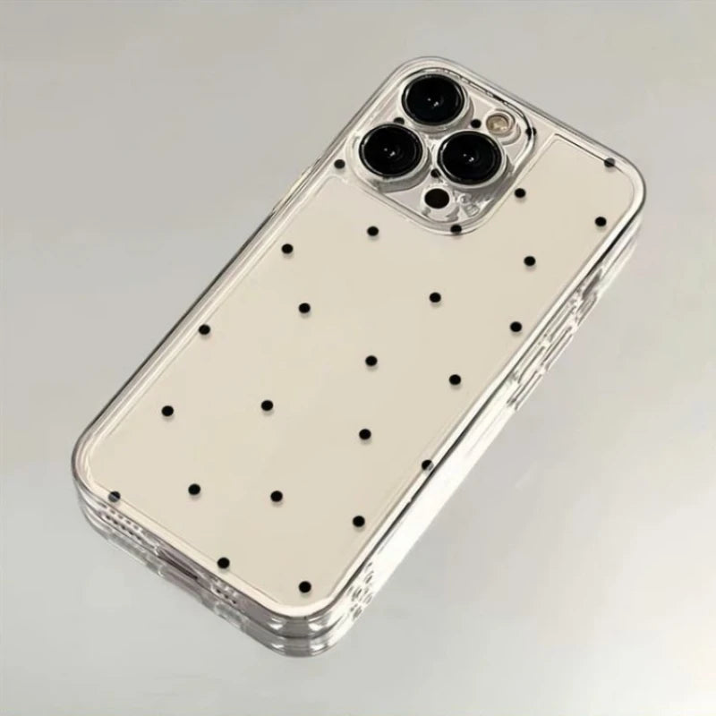 Luxury Transparent Black Circular Dots Clear Back Phone Case