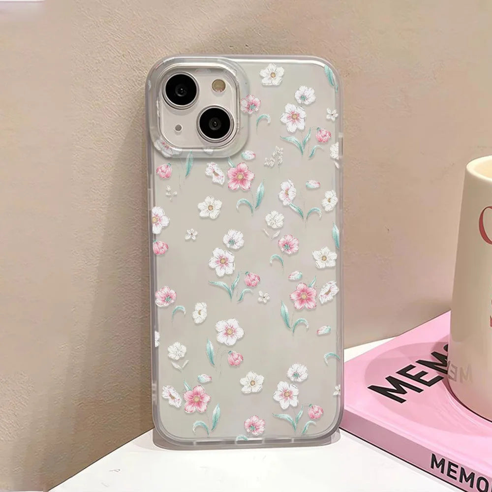 Flowers Phone Case For iPhone Translucent Slim Silky Skin Back Cover