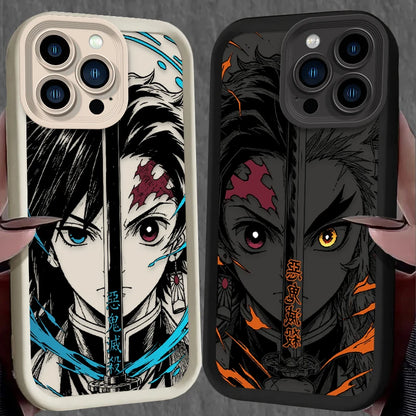 Demon Slayer Split Half Face Anime Phone Case Phone Case For iPhone