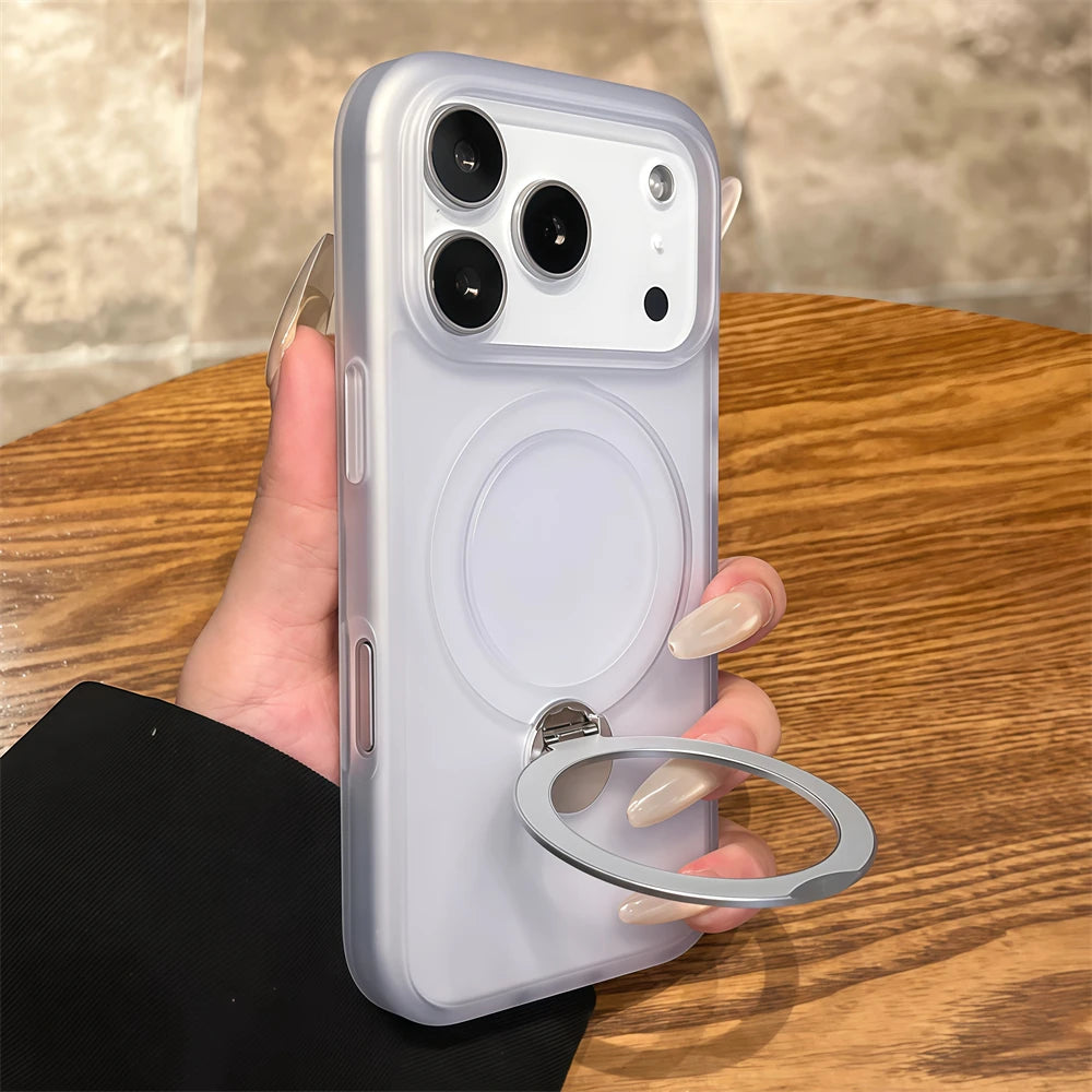 Matte Rotate Holder TPU Case For iPhone