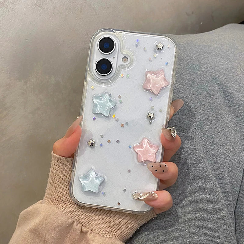 Lovely Colorful 3D Star Bling Glitter Phone Case