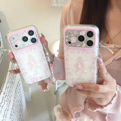 Luxury Round Edged Fine Hole Pink Wooden Horse Melody Phone Case For iPhone