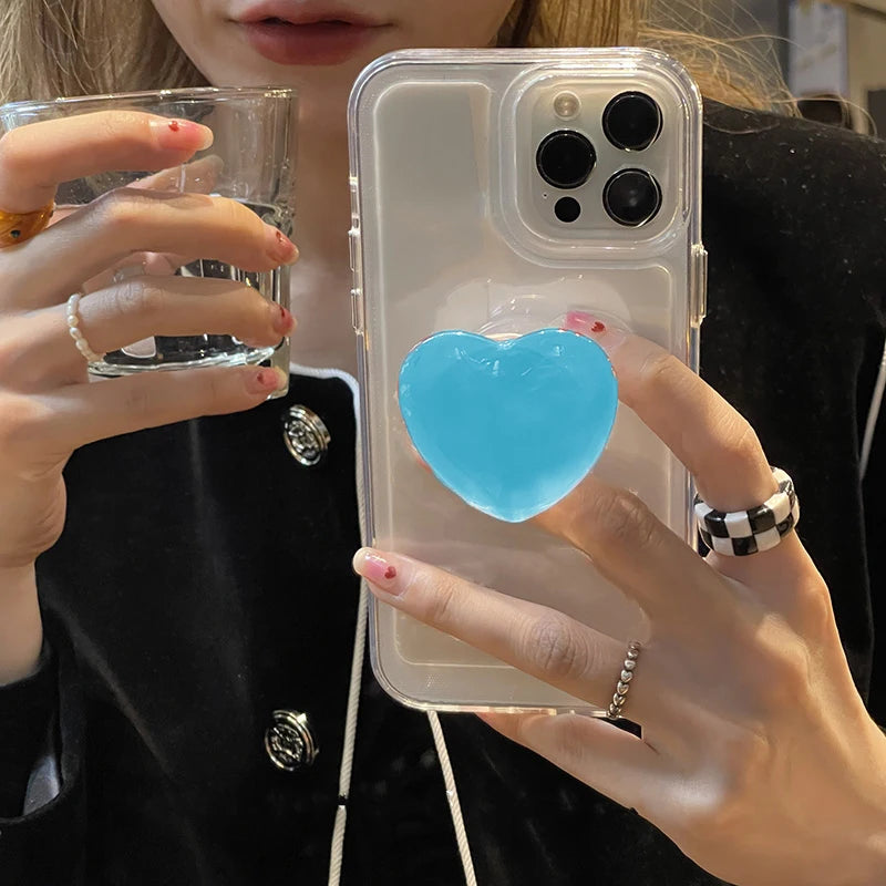 Cute Glass Love Heart Ring Holder Stand Phone Case For iPhone