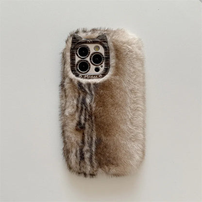 Luxury Personality Gradient Furry Plush Warm Phone Case For iPhone