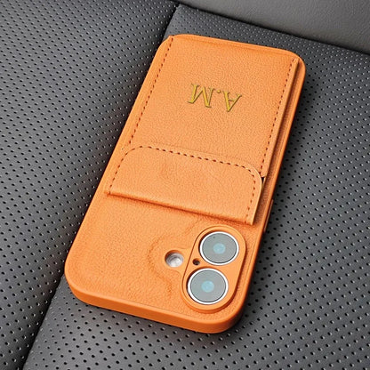 Custom Initials Name Letter Card Bag Leather Case For iPhone