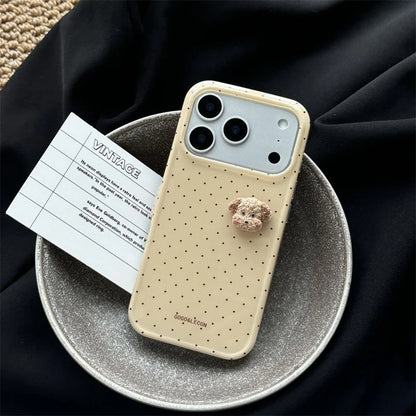 Fashion Cute 3D Bear Polka Dot Phone Case For iPhone